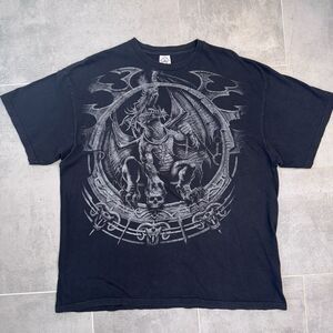 Vintage Y2K Dragon Skulls Grunge Delta Pro Weight Graphic Tee – XXL